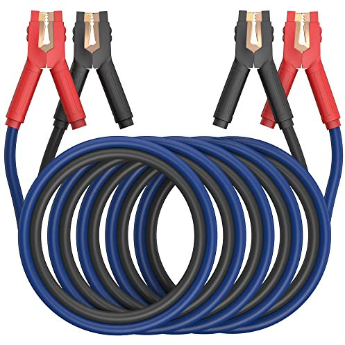 EXTRESPO Heavy Duty Jumper Cables, 0 Gauge 25 Feet 1000 Amp Booster Cables, UL Listed Cables for 12 V & 24 V Cars, SUVs and Trucks, Jumper Cables Kit with Carry Bag, Gloves, Brushes (0 Gauge 25 Feet)