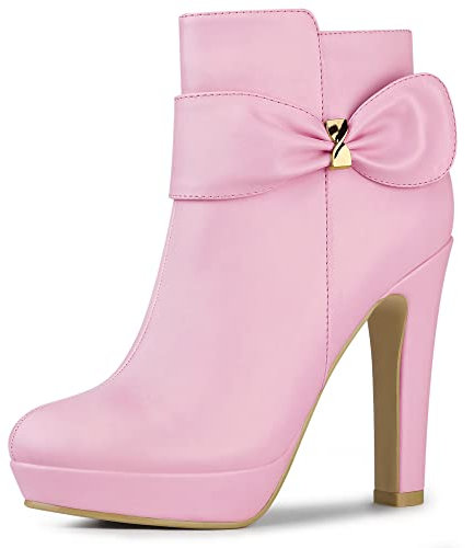 Allegra K Bottines à Talons Hauts et à Plateforme pour Femmes Rose 41