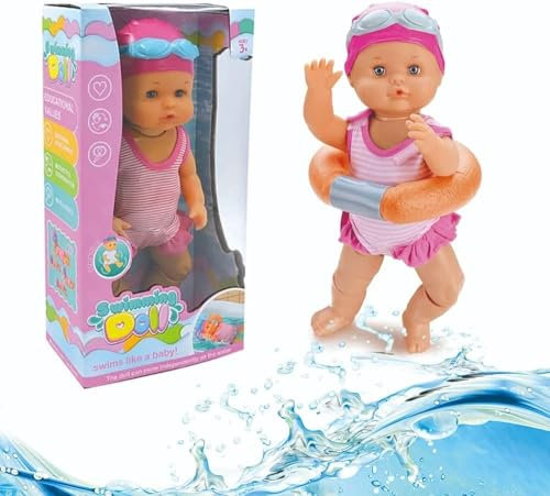 xwin sportseries Koolbitz Electric Swimming Doll Bathtub Toy, Battery-Powered Swimming Action, Waterproof Bath Pool Doll with Flexible Arms and Legs, Floating Swim Toy for Toddlers & Kids