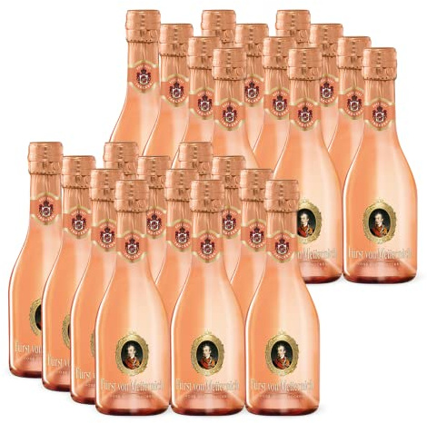 Fürst von Metternich Rose Sekt, Trocken, Dry (2 x12 x 0,20) Set, Premium Sekt aus edlen, hell gekelterten Spätburgunder Weinen aus traditionellen deutschen Lagen, klare und ausgeprägte Fruchtnoten