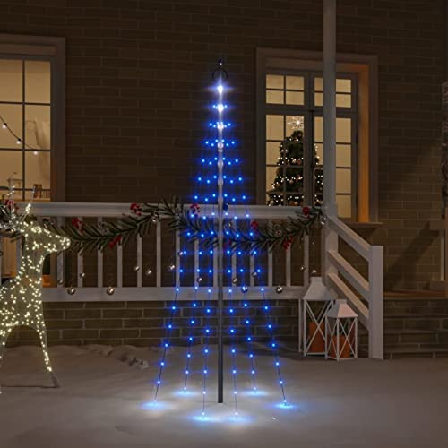 Tidyard Christmas Tree on Flagpole Twinkling Xmas Tree Lights Christmas Lights Indoor Outdoor Decoration Blue 108 LEDs 180 cm