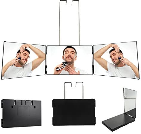 Youyijia 360° Spiegel Kosmetikspiegel Barber mit verstellbaren Höhenhaltern 3 Way Trifold Mirror Tragbar für Familie Ehefrau Ehemann und Freunde verwendet Werden