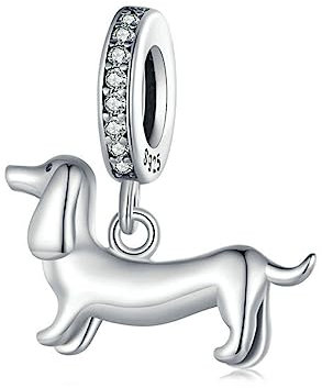 Hunde-Charm, 925er-Sterlingsilber, Katze, Pferd, gepunkteter Hund, Bulldogge, Pudel, Golden Retriever, Tier, Haustier, Weihnachtsanhänger für Pandora-Charm-Armband, Einheitsgröße, Sterling-Silber