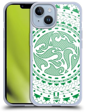 Head Case Designs Onda Patrones polinesios Caso de Gel Suave Compatible con Apple iPhone 14