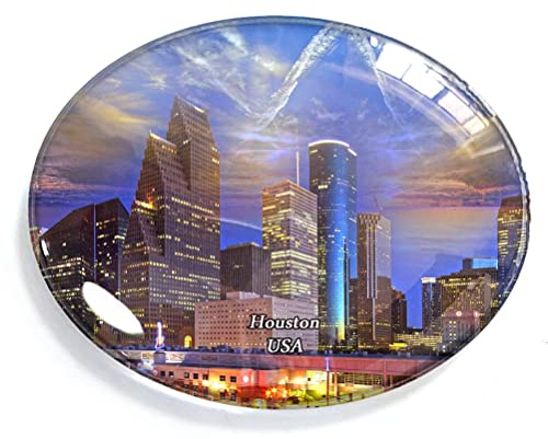 Houston USA Magnet für Kühlschrank, Gefrierschrank, Souvenir, Dekorationen, oval, Kristallmagnet, Küche, Whiteboard