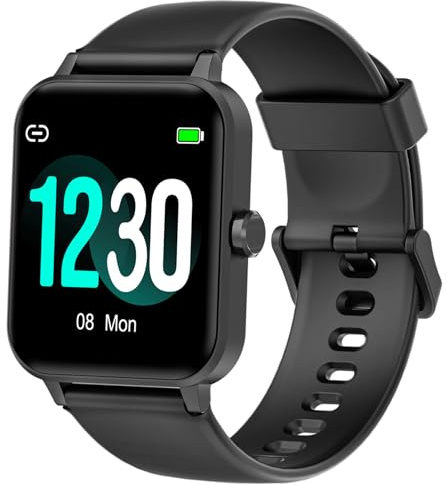 Blackview Smartwatch R30 Herren Damen Fitnessuhr, 1,85'' Smart Watch, Armbanduhr mit Pulsmesser Schlafmonitor Musiksteuerung SpO2, Schrittzähler Uhr Sportuhr, Aktivitätstracker für Android iOS,Schwarz