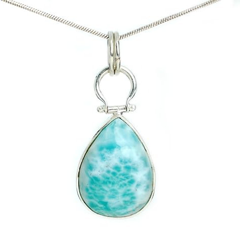 925 Sterling Silber Larimar Edelstein Anhänger Handgefertigter Modeschmuck für Männer und Damen Ideal für Geschenke und Party Moderner Designer-Schmuck