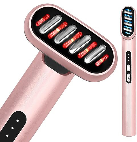 Haloby 5 in 1 Facial Wand | Microcurrent Device for Anti-Aging, Red & Blue Light Therapy, Face Massager for Rejuvenation, LED Light Therapy, Heat Therapy, Skin Care Tool: Lift Skin, for Damaged Skin