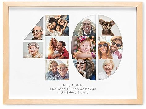 40. Geburtstag Frau Mann Fotogeschenk mit eigenem Foto personalisiertes Geburtstagsgeschenk Bilder Geschenkidee runder Geburtstag Fotocollage (mit oder ohne Bilderrahmen) (40)