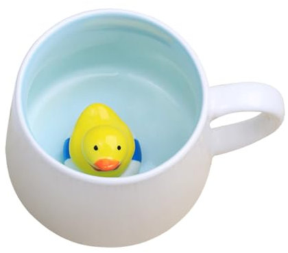 soulnioi Cute Mug 3D Animal Ceramic Coffee Tea Cup with Handle, Handmade Animal Figurine Ceramics Cup for Coffee,Tea,Milk, Gift for Birthdays/Graduation/Valentines/Weddings (Duck)