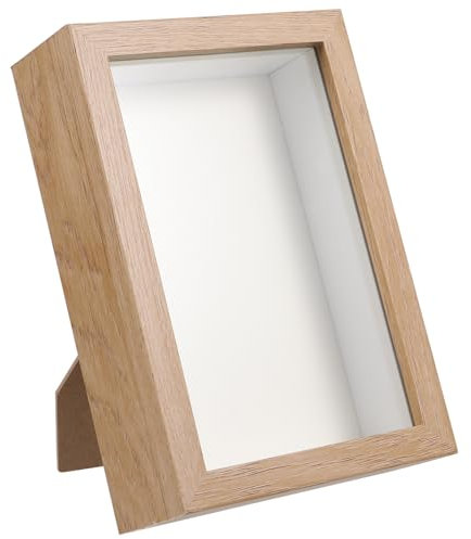 Amosfun 1Stk 3D Hohler Fotorahmen Aus Holz, Kreativer Pflanzenprobenhalter, Bilderrahmen Schattenbox FüR Schlafzimmer, Wohnzimmer, Esszimmer Dekoration, 6 Zoll (10.1 * 15.2cm) 原木色