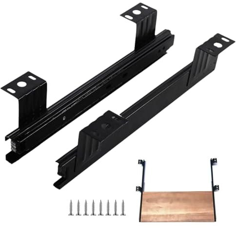 Drawer Slides 10in/240mm 14in/290mm Keyboard Shelf Runners, Heavy Duty Ball Bearing Slides, Telescopic Guide Rail Detachable, Sliding Under Desk Keyboard Tray Slides