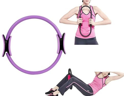 Pilates Circle Pilates Ring mit Rutschfesten Griffen Trainingsgerät für Core Training Griff Widerstandsring für Ganzkörpertraining Yoga und Physiotherapie Fitnessgerät für Heimtraining (Violett)