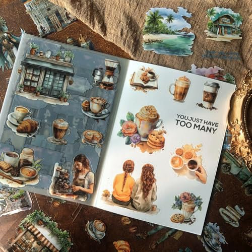 Arpaper Scrapbook Stickers Vintage Sticker 20 Blätter Bullet Journal Zubehör Dekorative Sticker für Scrapbooking, Alben, Notizblöcke, Journale Basteln(retroactive memory)