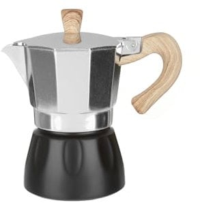 KASANOVA Caffettiera 3 tazze argento e nera in lega di alluminio nero Tè e caffè