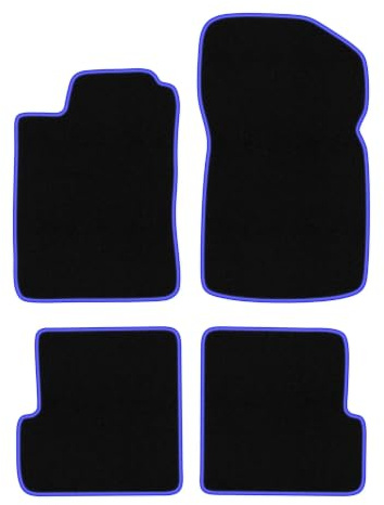 Velours-Fußmatten passend für Renault Megane I 1995-2002, Schwarz-Blau | passend für Cabrio/Coupé; Velours-Teppich (Polypropylen), ca. 6,5 mm; rutschfest, Universal-Befestigungen