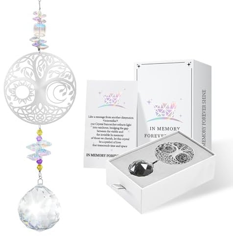 Memorial Gifts for Loss of Loved One, Sympathy Gift Crystal Suncatcher Hanging Ornament, Bereavement Gift Ideas, In Loving Memory Gifts, Grief Remembrance Condolences Passed Away Gifts (Tree of Life)