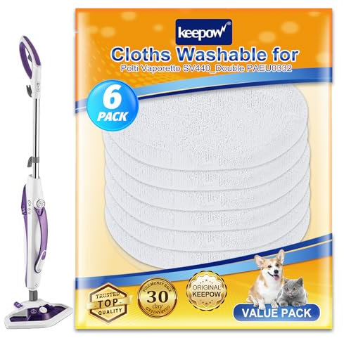 KEEPOW 6 Pack Pads for Polti Vaporetto Steam Cleaner Accessories Reusable Pads Compatible with SV440_Double, SV460, Smart 100_B, Steam Cleaner Mop Cloth