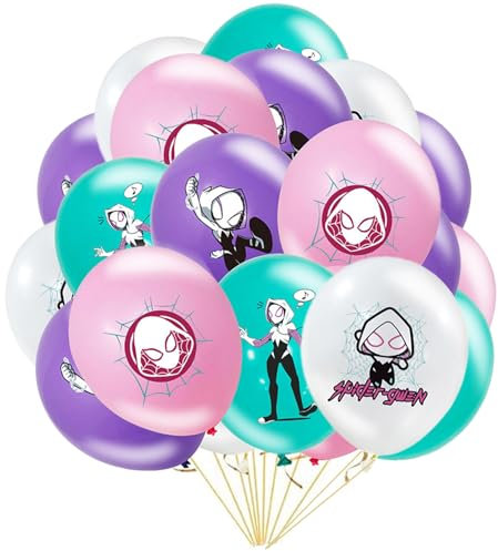 POPOYU 20Pcs Spider Women Birthday Party Balloons,Spider Latex Balloons Spider Women Princess Party Decor,Pink Purple Kids Spider Party Balloons Helium Balloons for Kids Spidey Themed Party Supplies