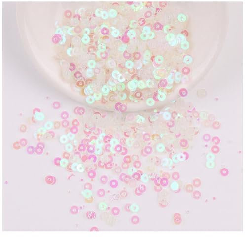 Rockreyoa 30 Farben Lose Pailletten, Runde Stickerei Regenbogen-Pailletten mit Löchern zum Basteln?DIY Kunsthandwerk Nähen Schmuck Basteln Dekorationen Nr.18 Transparent Illusion 3mm
