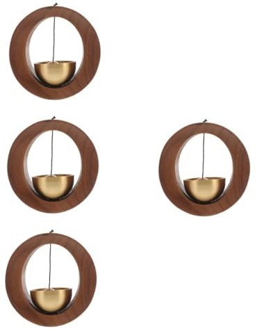 Angoily 4pcs Retro Decorative Door Bell Jingle Bell Cover for Front Door Wooden Classic Entrance Sign for Home