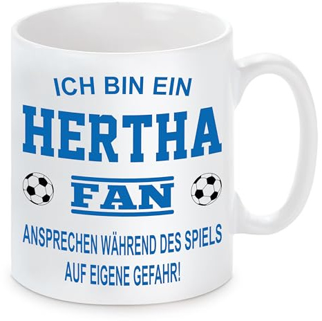 Fussball Tasse | Ich bin ein Hertha Fan - Ansprechen während des Spiels auf eigene Gefahr | Keramiktasse für Fußballfans | Spülmaschinenfest | hochwertiger Druck