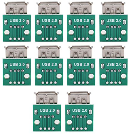 LIYJTK 10Pcs USB Type A Female Socket Breakout Board 2.54mm Pitch Adapter Connector DIP for DIY Power Supply Breadboard Design
