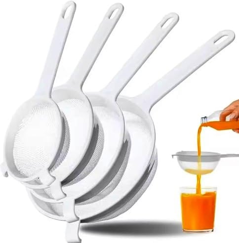 Juego de 4 coladores de plástico para cocina, colador de plástico, con colador fino, en 4 tamaños, para té, café, leche, frutas