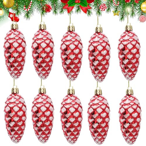 10 Stück Glitter Weihnachten Tannenzapfen,Tannenzapfen Weihnachtsbaum Christbaumschmuck Zapfen Tannenbaum Zapfen Christbaumanhänger Zapfen Christbaumschmuck Zum Anhängen Für Weihnachtsdeko,rosa