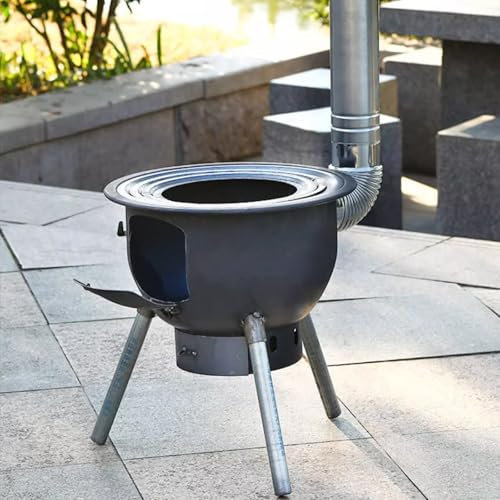 Estufa de Leña Exterior, Estufa de Leña Portatil para Usar con Combustible Sólido para Tiendas de Campaña Villas Calefacción y Cocina 7 Tamaños(58 * 59cm)