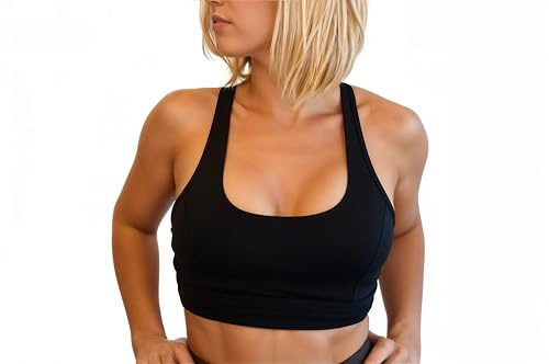 Reggiseno Sportivo Donna di Supporto Elevato, Push-up, Senza Cuciture, Senza Ferretto con Cuscinetti Estraibili, Reggiseno da Allenamento per Yoga, Fitness, Nero, S