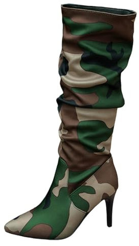 Stivali Gomma Alti Stivali Donna con Tacco Alto in Gomma Anfibi Donna Estivi Stivaletti Donna Invernali Stivali Gomma Donna Pioggia Stivali Alti Fino al Ginocchio Stivali