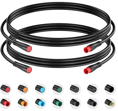 Extension Cable 2Pin Waterproof Plug Female to Male Works for Electric Bicycle Light/Throttle/Ebrake/Display Ebike Parts Extend Wire(2pin, 50cm 2pieces)