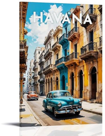 ouweri Havanna Kuba Vintage-Reise-Poster, Wandkunst, Schlafzimmer, Heimdekoration, hängendes Bild, Leinwandbild, 60 x 90 cm