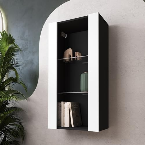 Komodee Vitrine Hängend Tivoli Vertical Weiß/Schwarz 50x100x29 cm