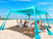 abask Tenda da Spiaggia Portatile Tenda Parasole Spiaggia 3x3 Metri Protezione UV UPF 50+ Tenda Mare, con Sacco di Sabbia, Ancora, per Spiaggia, Picnic, Pesca, Campeggio (Turchese)