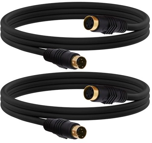 YARCHONN S-Video Cable 4 Pin Mini Din SVideo Extension Cable, SVHS Cable de plomo Conector masculino para HDTV VCR DVD Proyector Cámara Camcorders -2pcs (Macho a hembra)