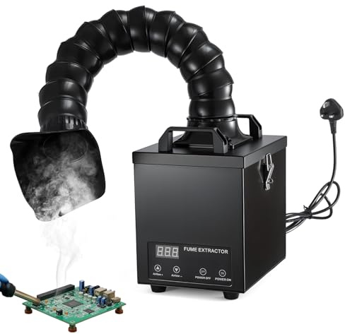 Energy-Saving Fume Extractor, Up to 200m³/h Strong Suction, H13 HEPA Filters Solder Fume Extractor Odor Removal Desktop-Friendly Soldering Fume Extractor for Laser Engraving, 3D Printing (220V)