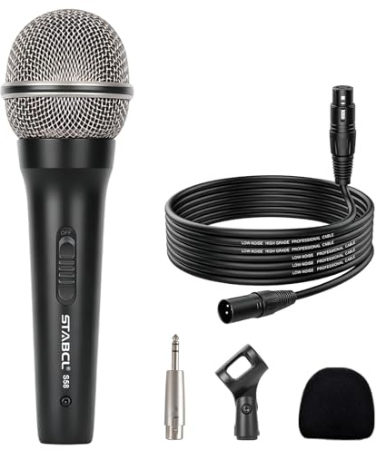 STABCL Professional XLR Microphone Wired Set, Metal Vocal Dynamic Microphone with 13FT XLR Male to XLR Female Cable, Mic with Switch Set. Corded Microphone for Karaoke, Speaker, Singing, Recording