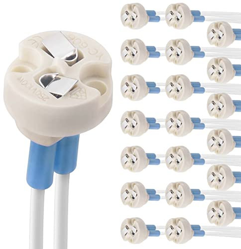 DiCUNO 20P MR16 GU5.3/G4 Keramik Fassung mit 15CM Kabel, 12-250V, Bi-Pin Base für Halogen/LED-Lampe