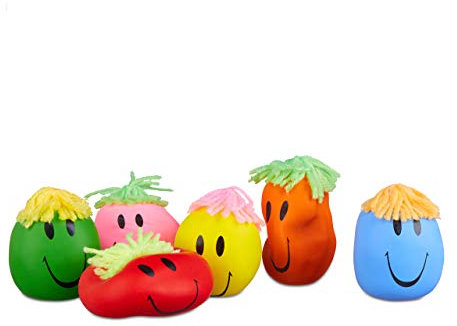 Relaxdays Knautschball 9 cm, mit lustiger Grimasse, Antistressball knetbar für Kinder, Erwachsene, verschiedene Farben