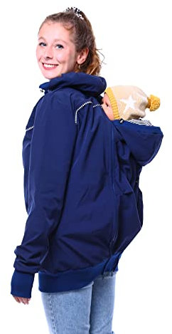 Viva la Mama Jacke für Baby Hintentragen Rückentrage Vorn und Hinten 4in1 Jacke Softshell Trageposition Rücken Einsatz - AVENTURIS marineblau - M