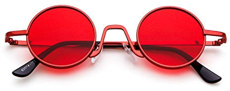ADEWU Runde Sonnenbrille Hippie Vintage Street Style Cyberpunk Brillen Metallrand für Herren Damen