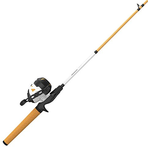 Zebco Roam Spincast-Rolle und Angelrutenkombination, 1,8 m, 2-teilige Fiberglas-Angelrute mit ComfortGrip-Griff, Quickset Anti-Reverse-Angelrolle, vorgespult mit 4,5 kg Zebco Line, Orange