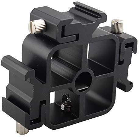 Jopto Multi-Functional Bracket Triple Cold Shoe Flash Stand Bracket Aluminium Camera Umbrella Bracket Holder Shoe Mount Extension Adjustable Hot Shoe Adapter for Speedlight Monitor Microphone Recorder