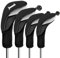 FINGER TEN Golf Club Head Covers for Woods Long Cover Driver Hybrid Fairway, Headcovers with Interchangeable No. Tag Novelty Durable Fit Woods Clubs (Black-4 pack (1 Driver& 1 Fairway&2 Hybrid))