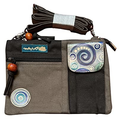 Macha Ethnische kleine Baumwolltasche mit bunten Drucken und Ledereinsätzen, Ethnische indische Baumwoll- und Lederschultertasche für Frauen Ethnische indische bunte (Schwarz 01)