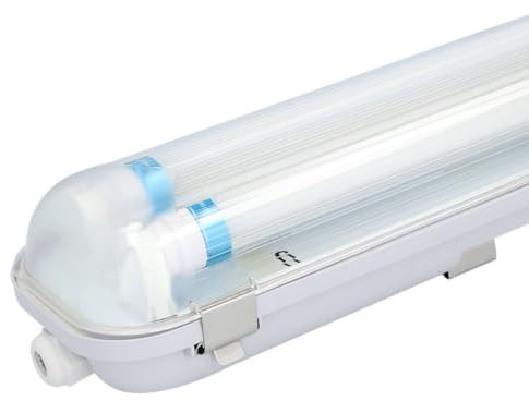 HOFTRONIC - LED-Feuchtraumleuchte 120cm 4000K Neutralweiß 36W 5040lm 140lm/W Flimmerfrei Verlinkbar T8 Werkstattlampe IP65 Wasserfest Wannenleuchte Doppel für Garage Keller Büro
