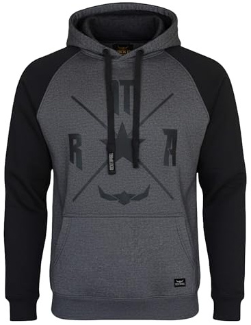 ROCK-IT Apparel Hoody Uomo Raglan Bicolore Felpa con Cappuccio Urban Streetstyle con Cappuccio Taglie S-5XL Hoody Senza Cerniera Hoody con Interno in Pile
