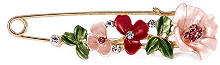 YAZILIND Dames Broche Tulipe Fleur Forme Foulard en Soie Boucle vêtements Corsage Strass Broche Broche fête Bijoux (Rouge)